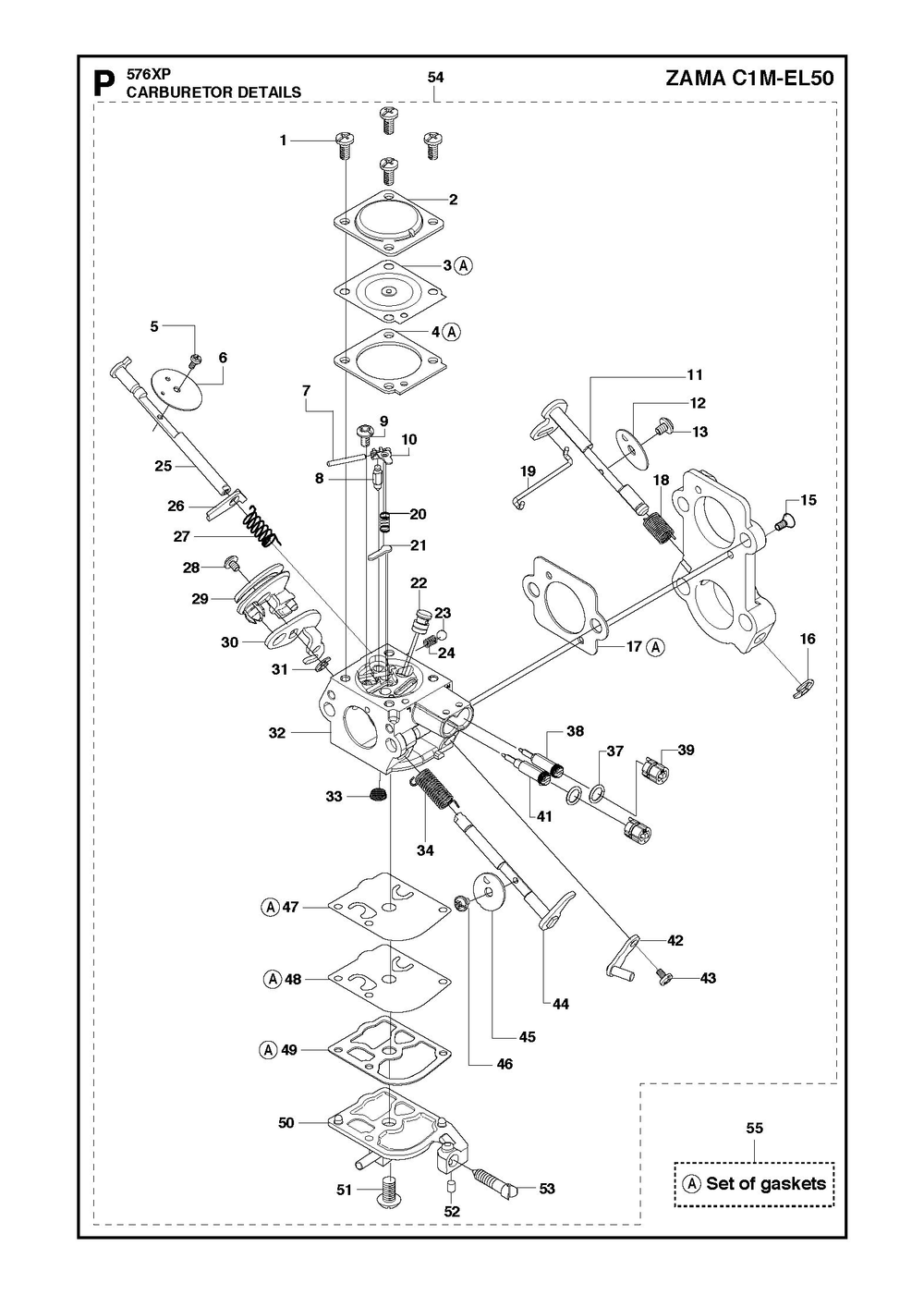 Carburetor Details Diagram and Parts List for 576XP-576XPG 576 XP W - 576 XP GW Husqvarna Chainsaw