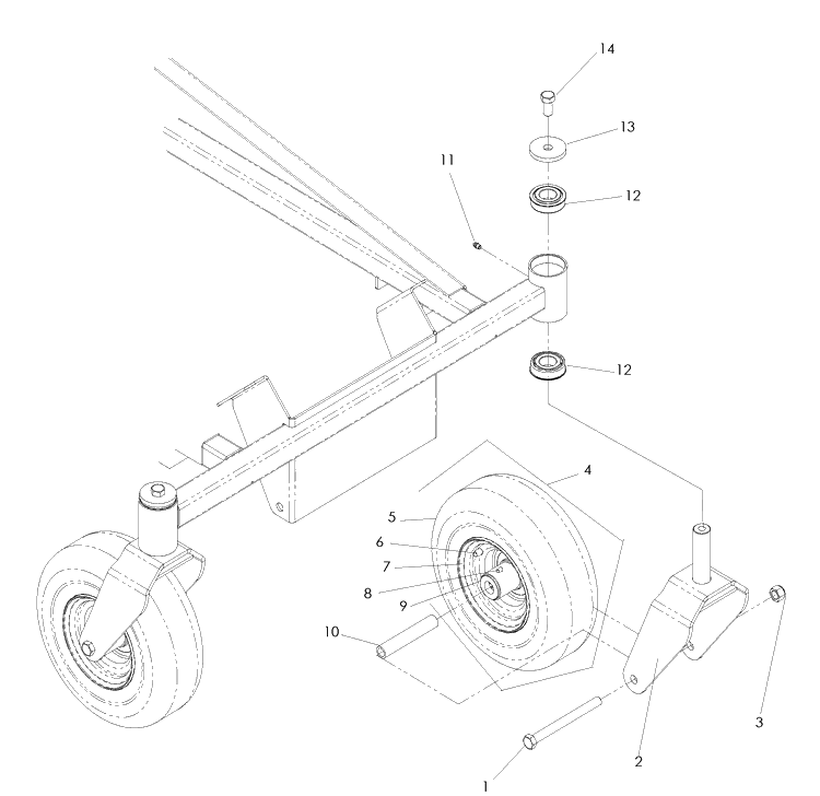 Casters Diagram and Parts List for EZ4624 (968999657)(2008-08) Husqvarna Lawn Mower