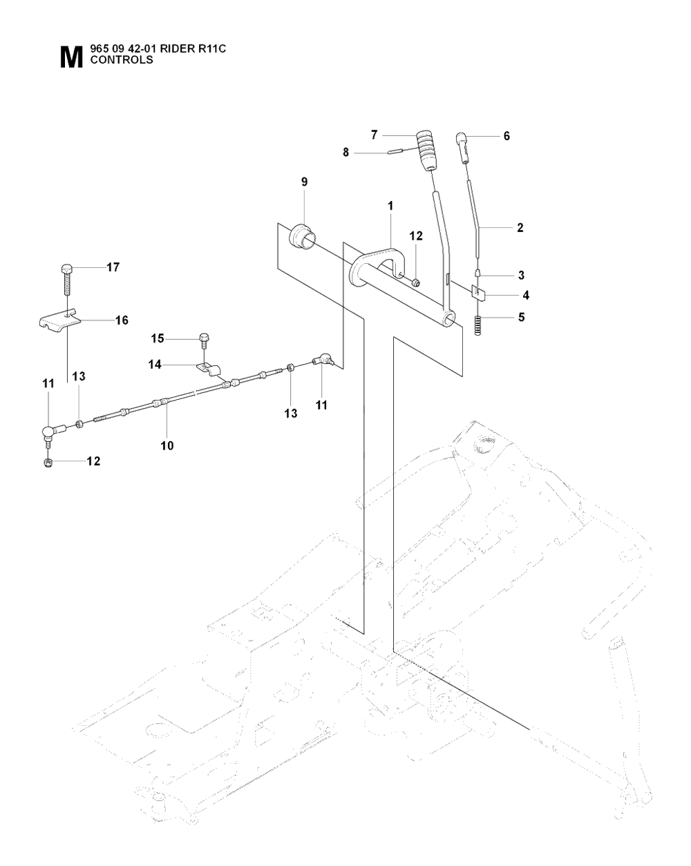 Controls 2 Diagram and Parts List for R11C (965094201)(2007-01) Husqvarna Lawn Tractor