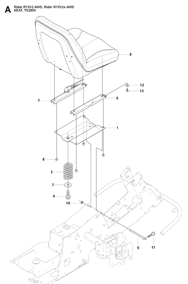 Seat Diagram and Parts List for RIDER15V2AWD (965200901)(2009-04) Husqvarna Lawn Mower