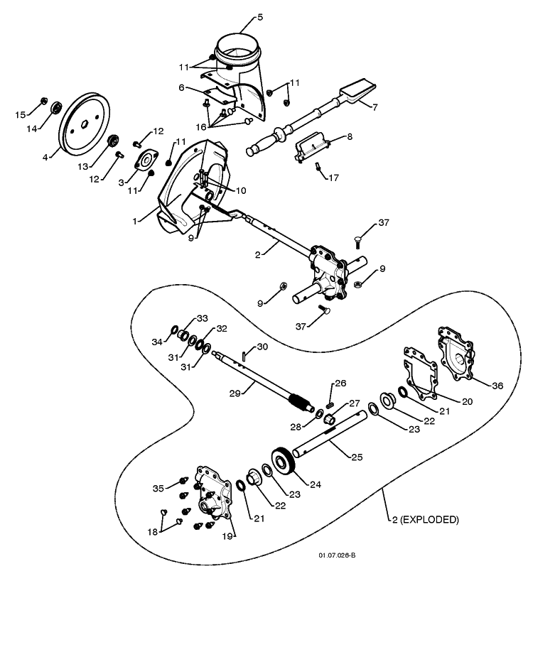 Auger Housing And Impeller 12 Diagram and Parts List for 15530SBLS 2009-07 Husqvarna Snow Blower