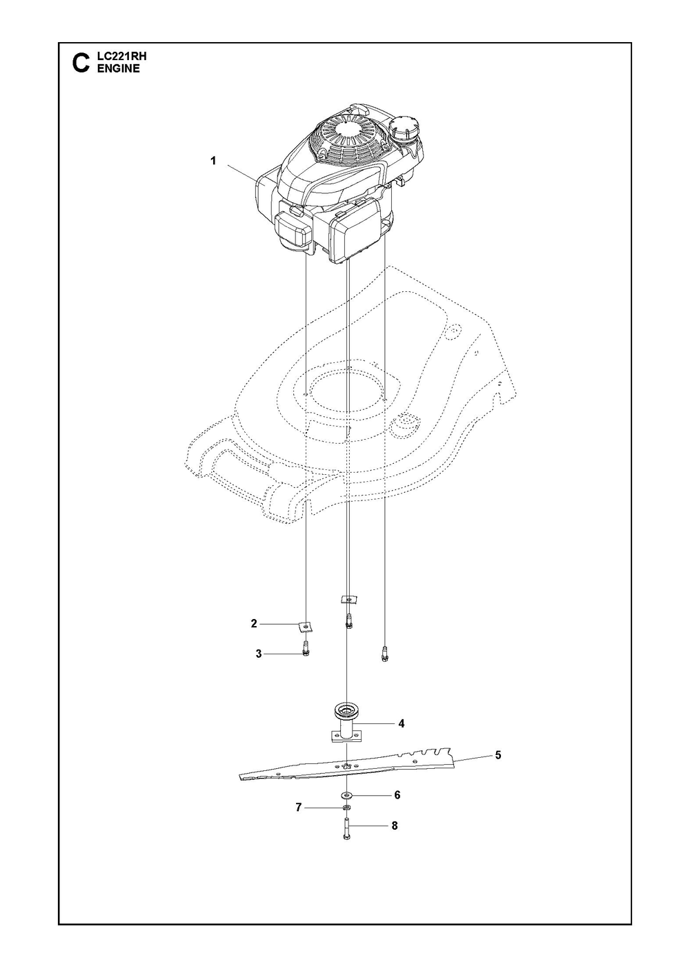 Engine Diagram and Parts List for LC221RH2016-2019  Husqvarna Lawn Mower