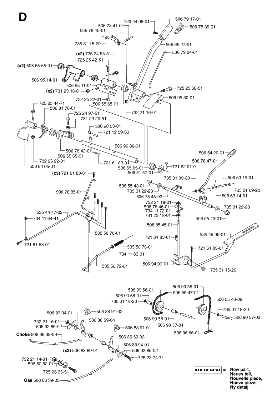 Controls Diagram and Parts List for PF21AWD (965095101)(2007-03) Husqvarna Lawn Tractor