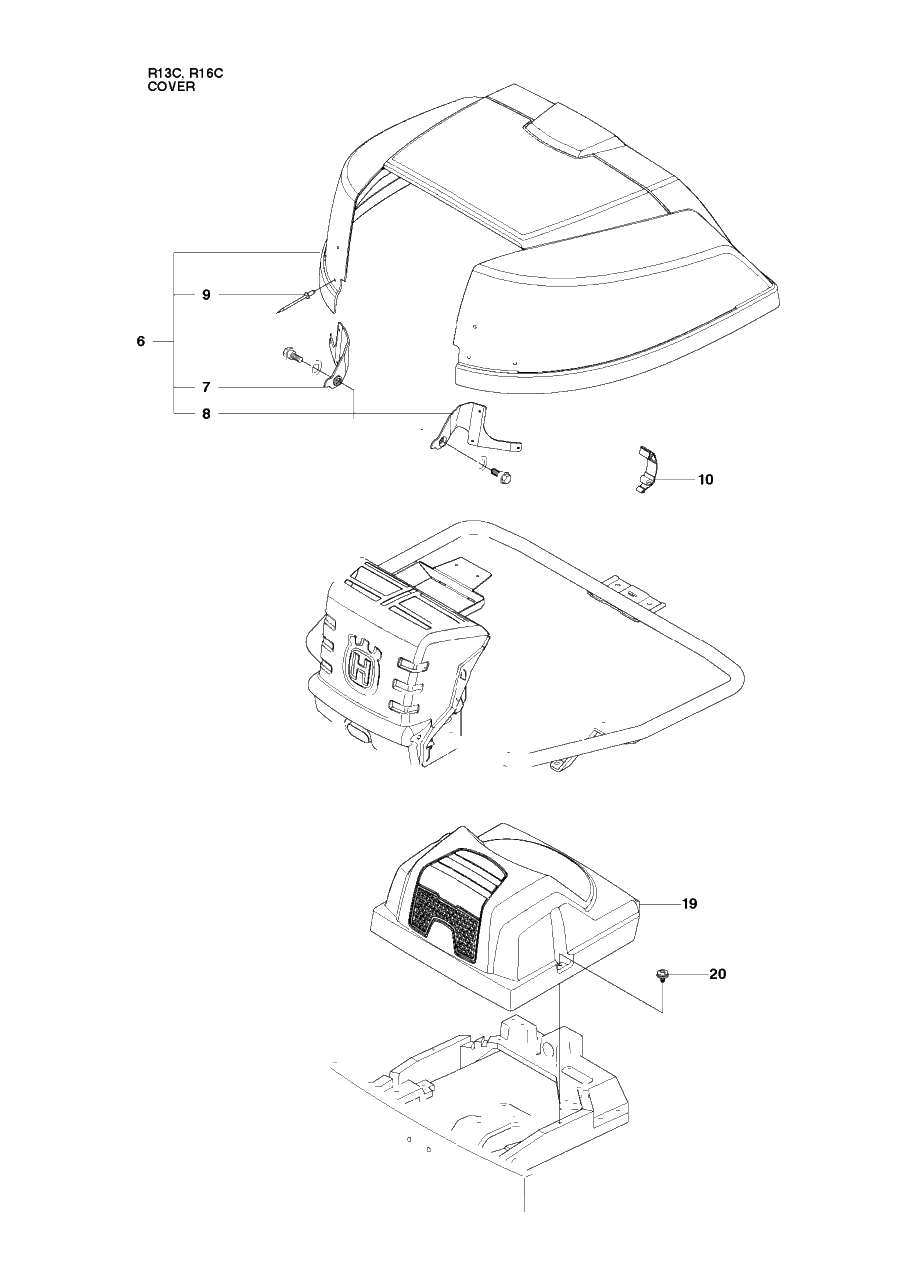 Cover 3 Diagram and Parts List for R13C (965094301)(2010-07) Husqvarna Lawn Tractor