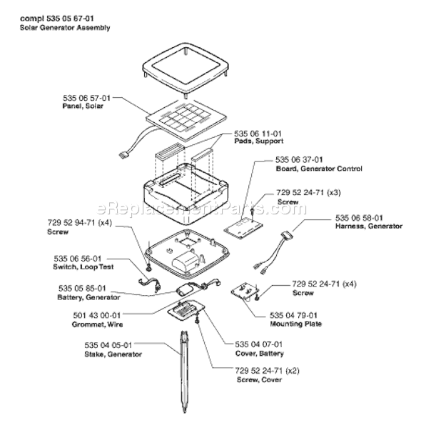Page H Diagram and Parts List for SOLARMOWER 2000-02 Husqvarna Lawn Mower