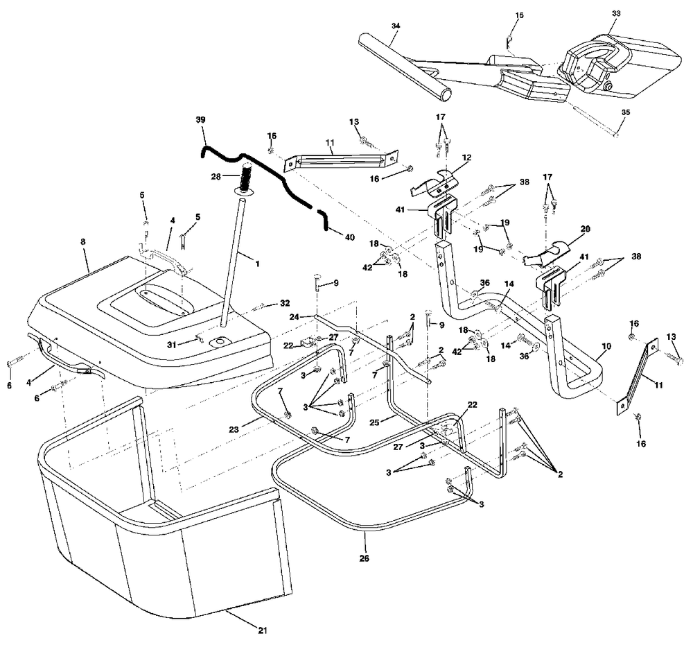 Bagger Diagram and Parts List for CT130 (954170017-C)(2000-02) Husqvarna Lawn Tractor