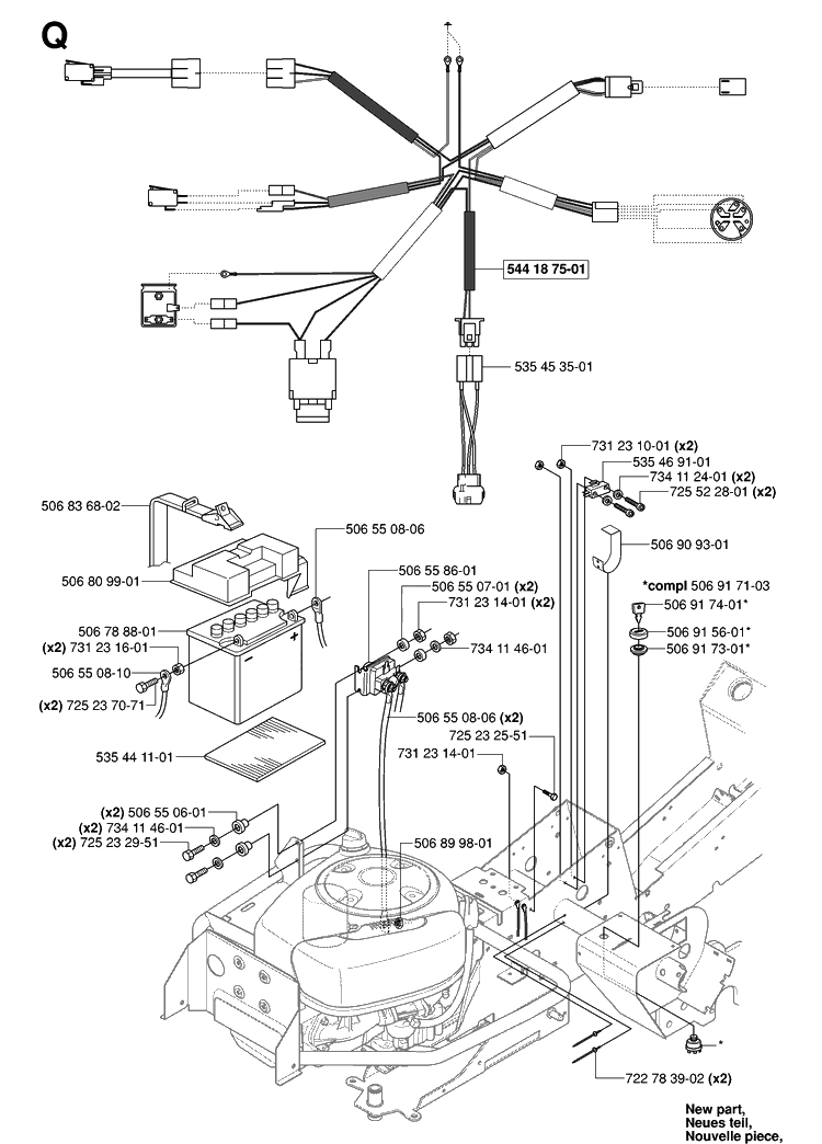 Electrical Diagram and Parts List for RIDER155AWD (965080001)(2006-01) Husqvarna Lawn Mower