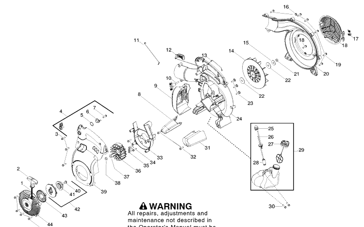 Starter Diagram and Parts List for 125B 2010-01 Husqvarna Leaf Blower / Vacuum
