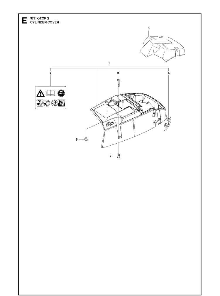 Cylinder Cover 3 Diagram and Parts List for 372XP XPG X-TORQ Husqvarna Chainsaw