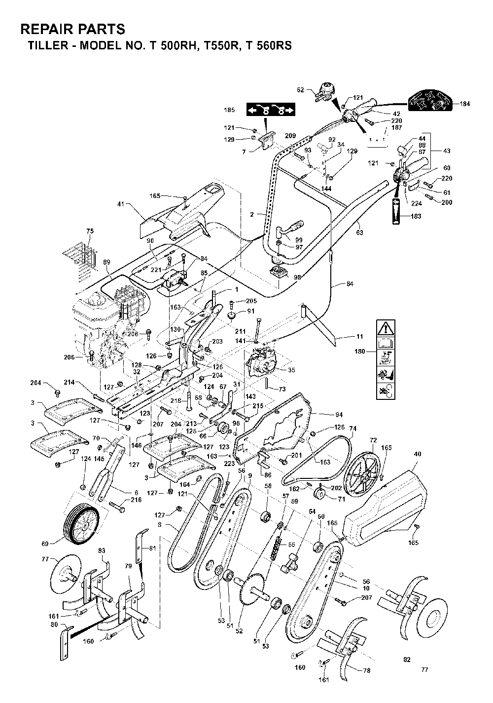 Product Complete Diagram and Parts List for T560RS 2004-01 Husqvarna Tiller