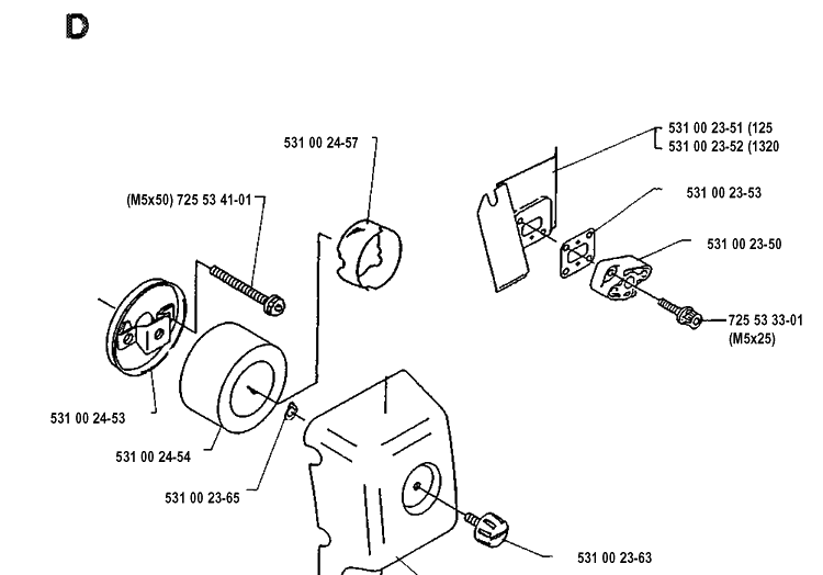 Air Filter Diagram and Parts List for 125RB 19904400001-19931400000 Husqvarna Brush Cutter
