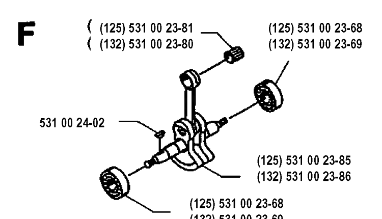 Crankshaft Diagram and Parts List for 125L 19931400001-20053600000 Husqvarna Edger
