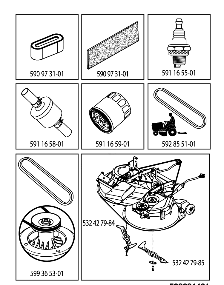 Frequently Used Parts Diagram and Parts List for TC138L (96051018900)(2019-08) Husqvarna Lawn Tractor