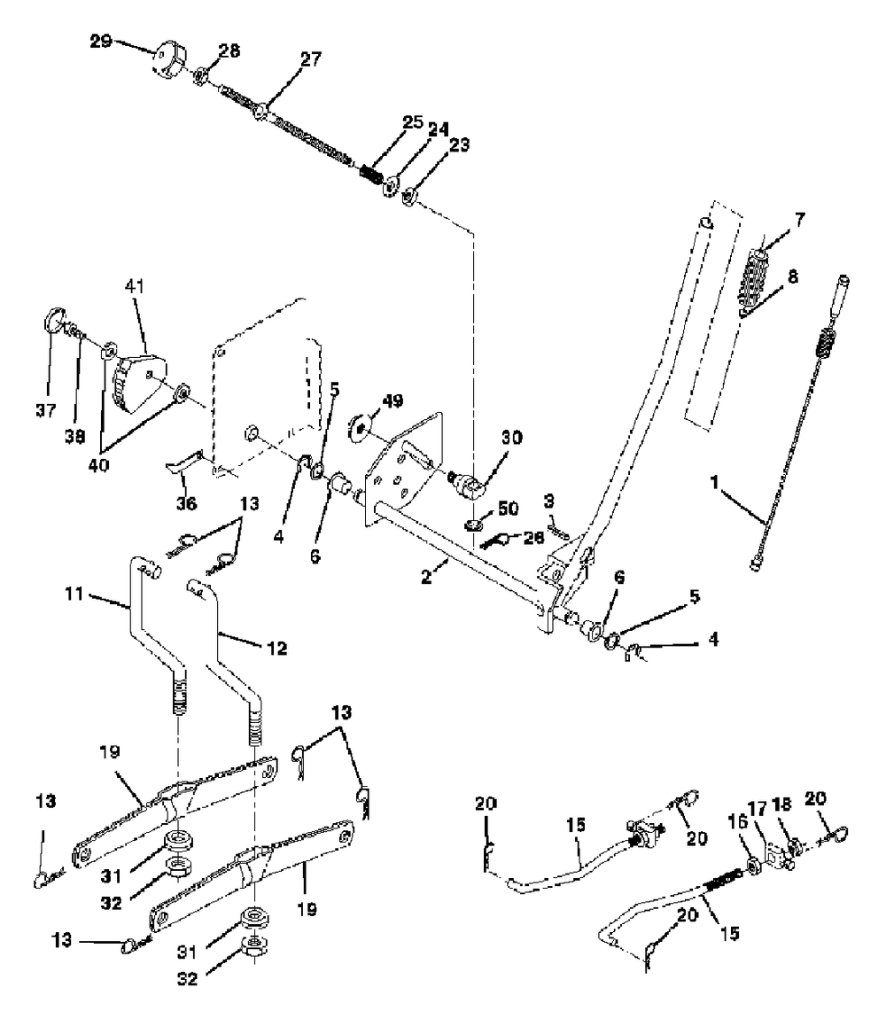 Mower Lift Diagram and Parts List for YTH1542XP (954567253-G)(2003-03) Husqvarna Lawn Tractor