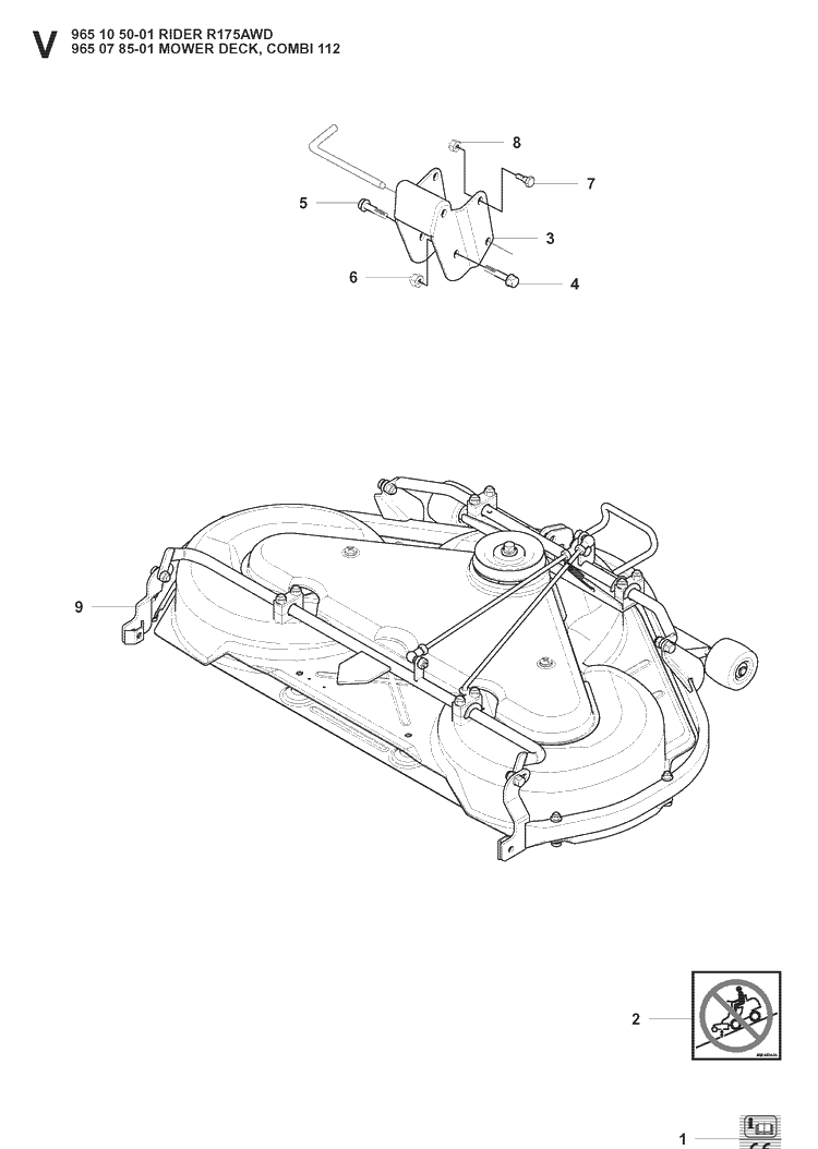 Mower Deck / Cutting Deck 6 Diagram and Parts List for RIDER175AWD (965105001)(2008-06) Husqvarna Lawn Mower