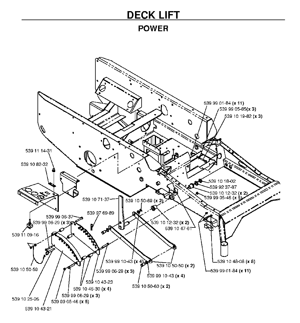 Mower Lift / Deck Lift Diagram and Parts List for BZ34C (968999316)(2006-04) Husqvarna Lawn Tractor
