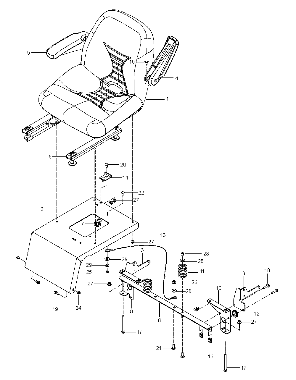 Seat Diagram and Parts List for MZ28ZTBF966582501-00 2010-02 Husqvarna Lawn Tractor