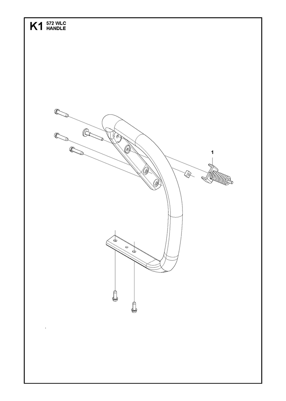 Handle Diagram and Parts List for 572WLC  Husqvarna Lawn Tractor Accessories