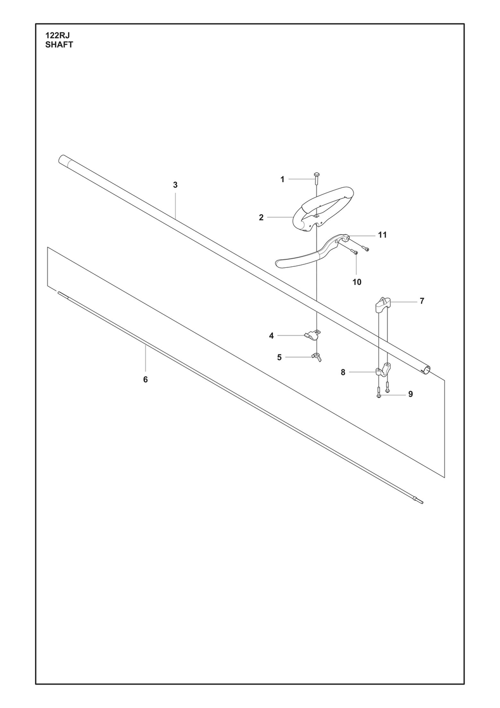 Shaft Diagram and Parts List for 122RJ  Husqvarna Brush Cutter