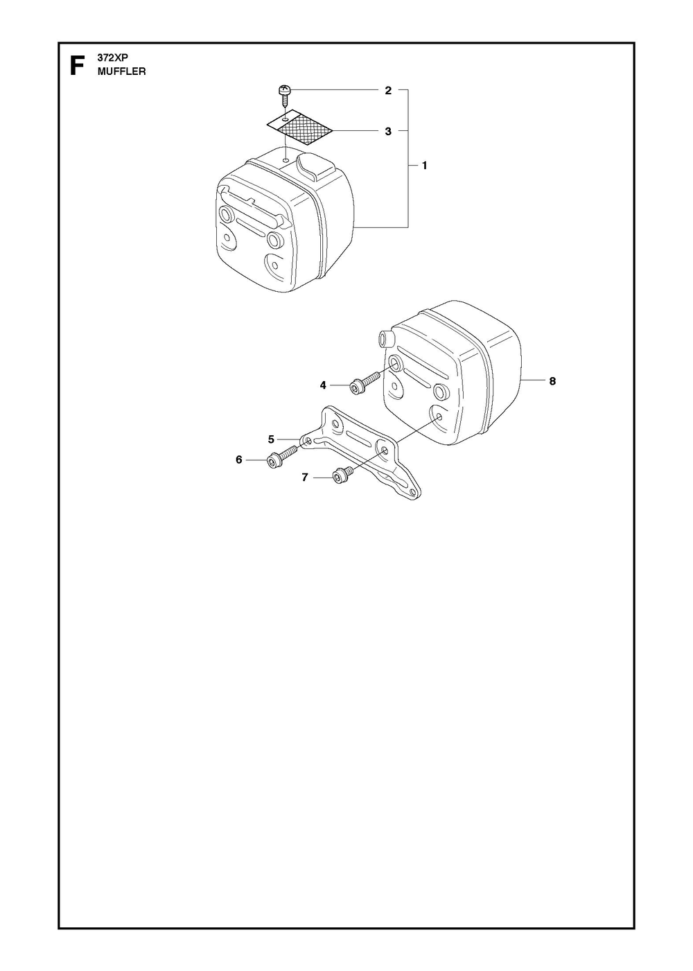 Muffler Diagram and Parts List for 372XP-372XPG 372 XP W - 372 XP GW Husqvarna Chainsaw