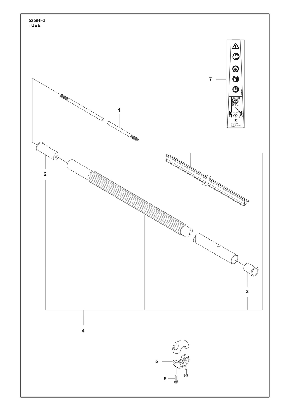 Tube Diagram and Parts List for 525IHF3  Husqvarna Trimmer