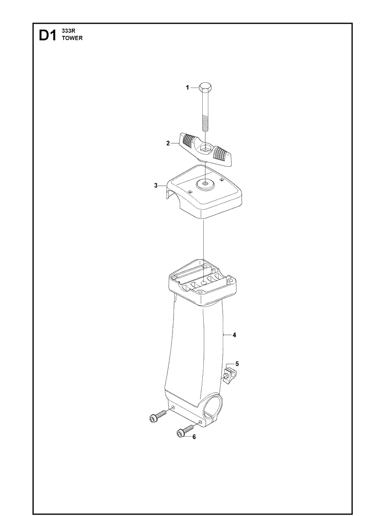 Tower Diagram and Parts List for 333R 20080100001-20105299999 Husqvarna Brush Cutter