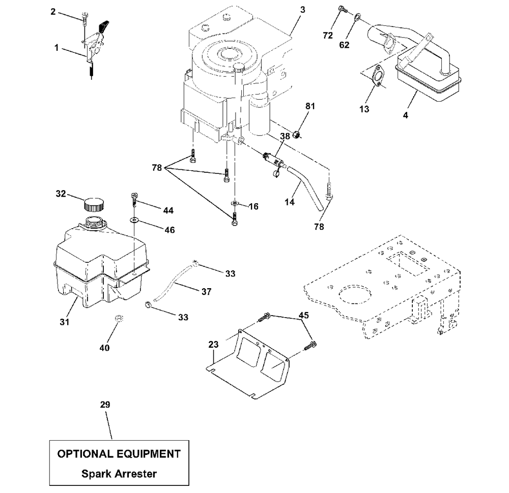 Engine Diagram and Parts List for YTH1746 (954567055-B)(2001-01) Husqvarna Lawn Tractor