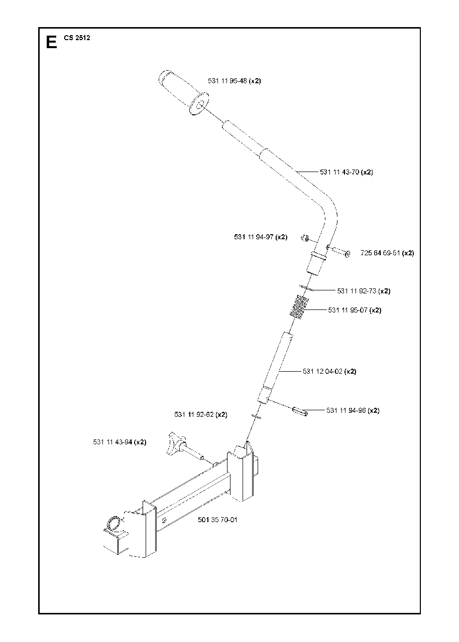 Handle Diagram and Parts List for CS2512 (1301 & Above)(2013-04) Husqvarna Circular Saw