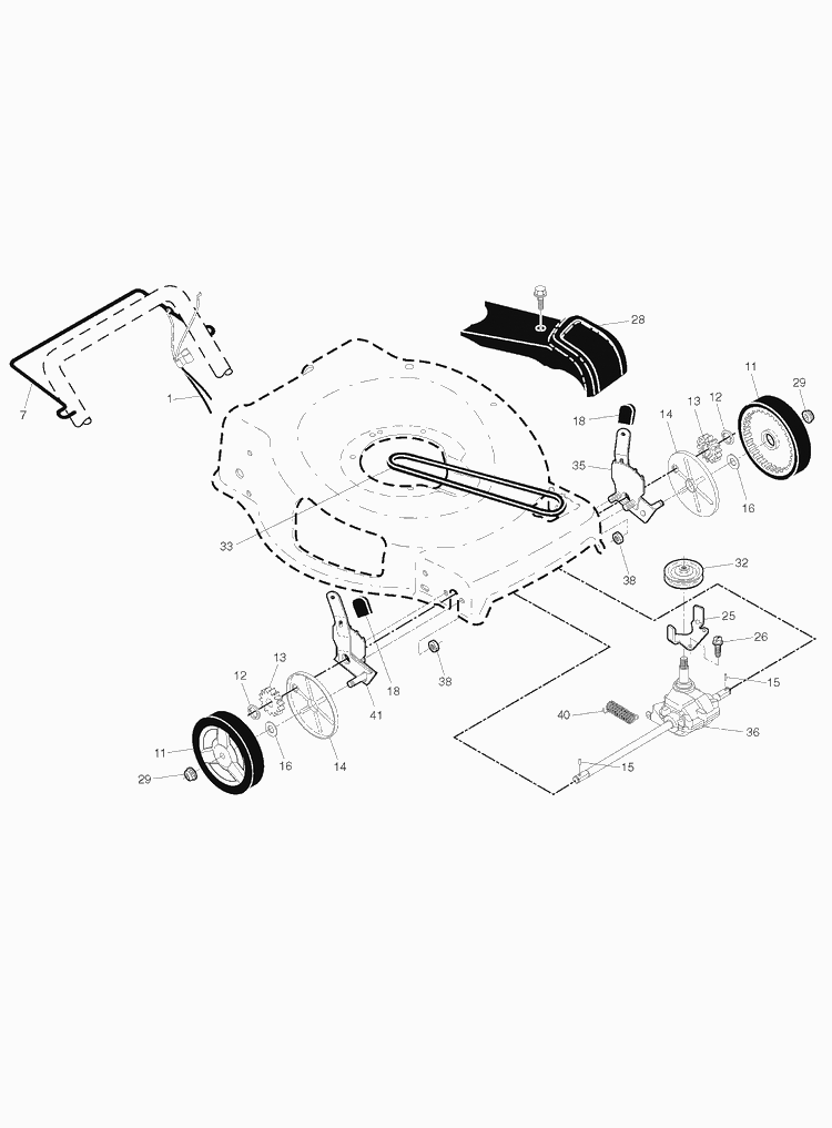 Drive Diagram and Parts List for LB155S  Husqvarna Lawn Mower