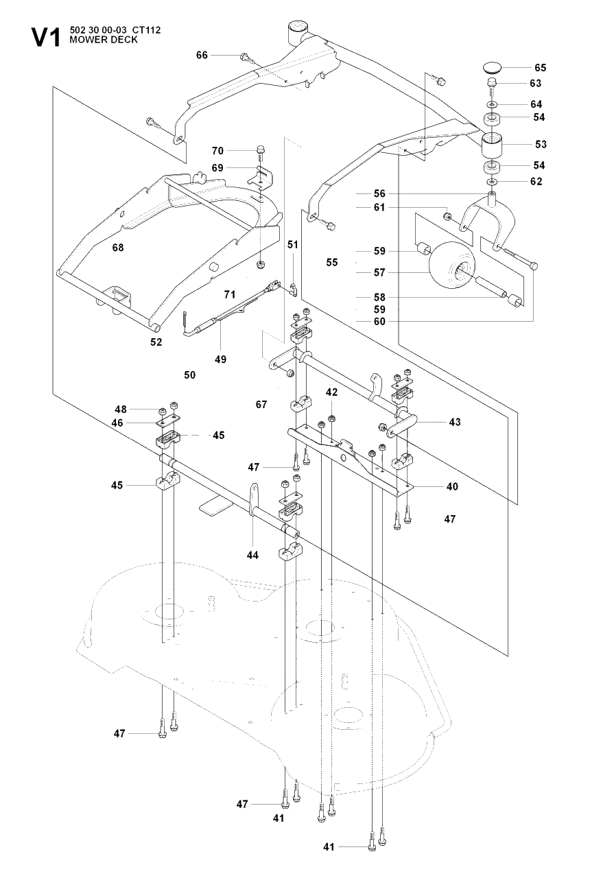 48-Inch/122cm Cutting Deck 5 Diagram and Parts List for PF21AWD (965192501)(2008-03) Husqvarna Lawn Tractor