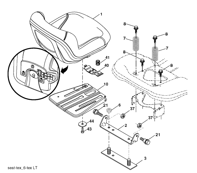 Seat Diagram and Parts List for LTH18538 (96043013102)(2011-6) Husqvarna Lawn Tractor