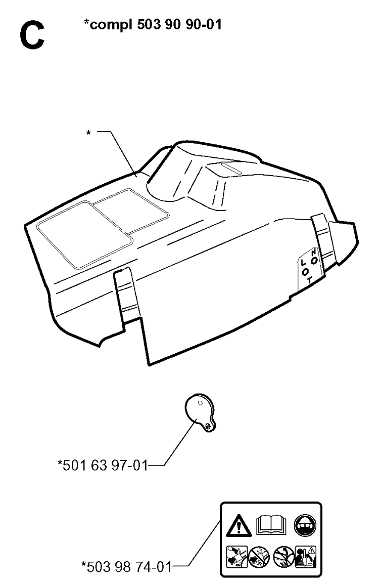 Cover Diagram and Parts List for 346XP 19991000001-20012200000 Husqvarna Chainsaw