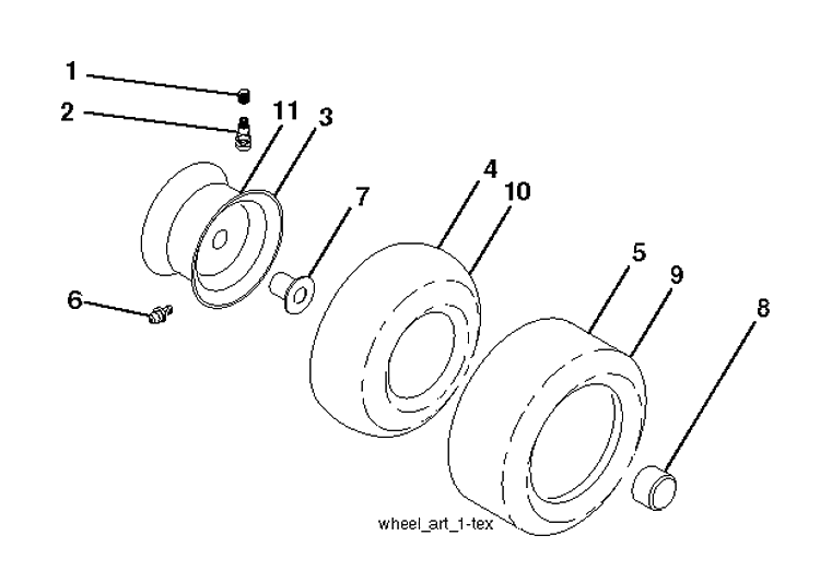 Wheels And Tires Diagram and Parts List for YTH21K46 (96045002900)(2010 - 11) Husqvarna Lawn Tractor