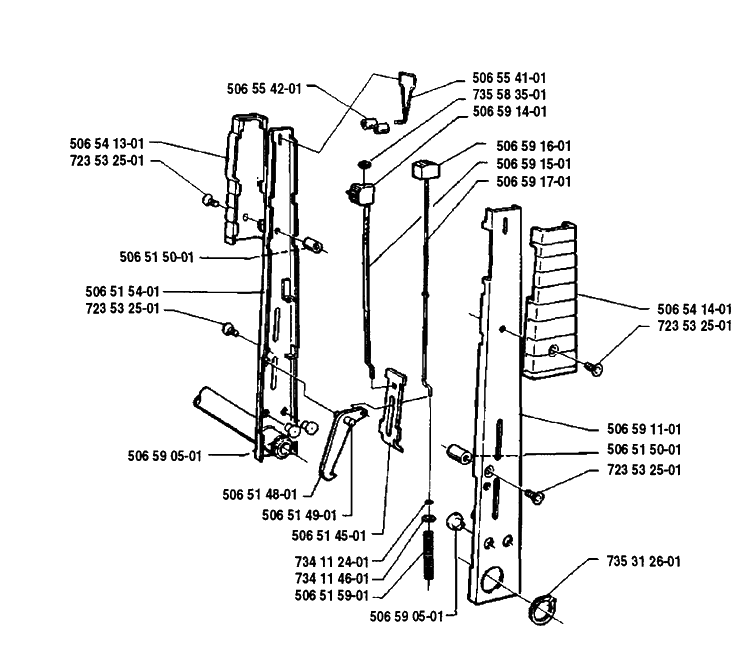 Lever Assembly Diagram and Parts List for RIDER8508 1990-02 Husqvarna Lawn Mower