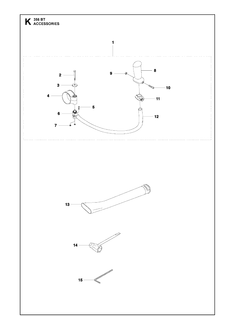 Accessories Diagram and Parts List for 356BT  Husqvarna Leaf Blower / Vacuum