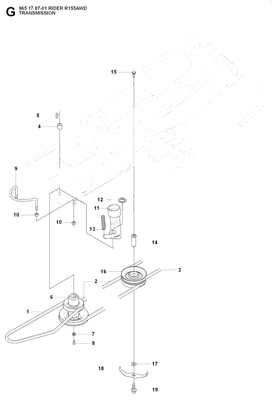 Transmission 3 Diagram and Parts List for R155AWD (965178701)(2007-03) Husqvarna Lawn Tractor