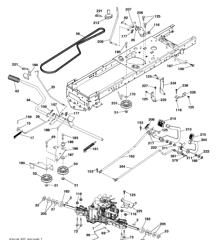 Drive Diagram and Parts List for TS248TD (96043032500)(2020-08) Husqvarna Lawn Tractor