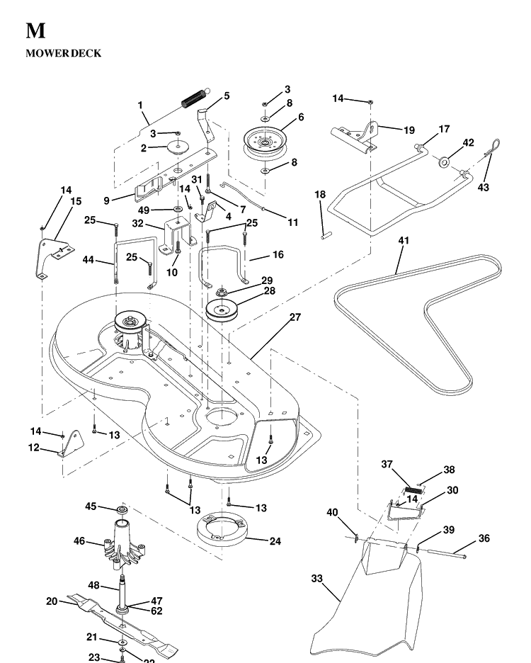 Mower Deck / Cutting Deck Diagram and Parts List for LT130 (HE1336D)(1997-03) Husqvarna Lawn Tractor