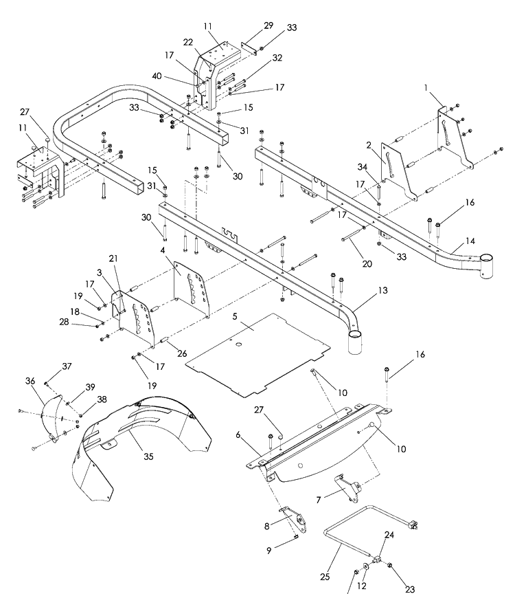 Chassis / Frame Diagram and Parts List for EZ4824K (966038201)(2009-01) Husqvarna Lawn Mower