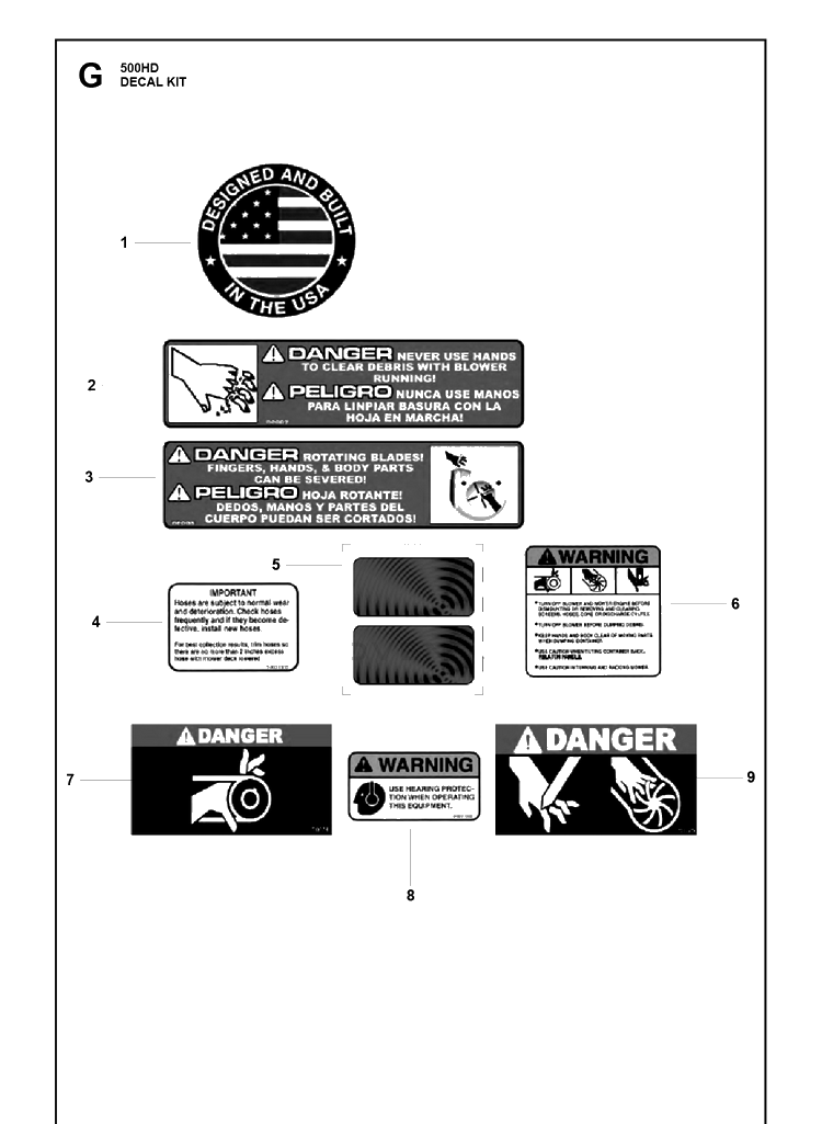 Decals Diagram and Parts List for 599888101 2020-08 Husqvarna Lawn Tractor Accessories