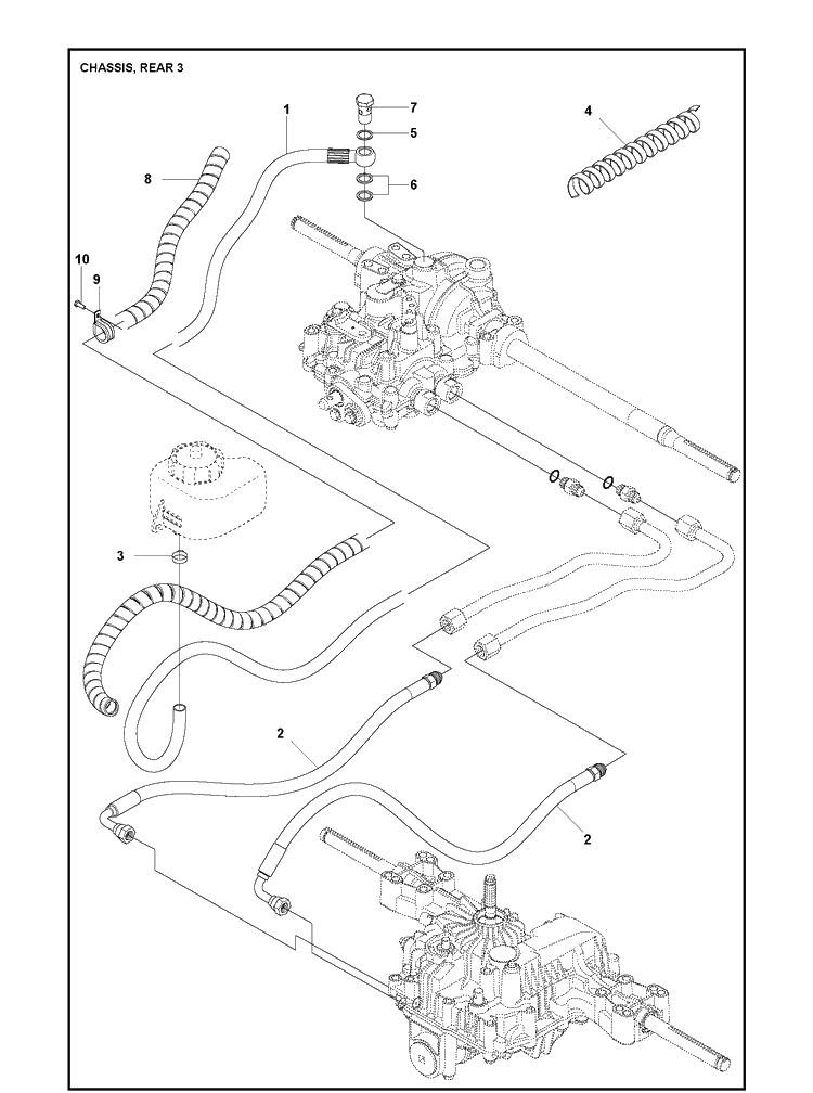 Chassis Rear 3 Diagram and Parts List for R216TAWD 2021-11 Husqvarna Lawn Mower