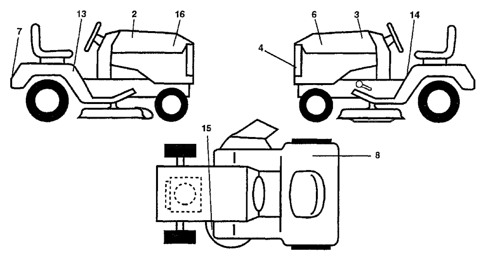 Decals Diagram and Parts List for LR12 (954000752-A)(1994-05) Husqvarna Lawn Tractor