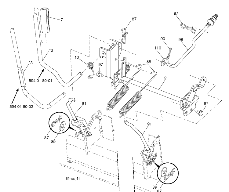 Mower Lift / Deck Lift Diagram and Parts List for YTH24V54  Husqvarna Lawn Tractor
