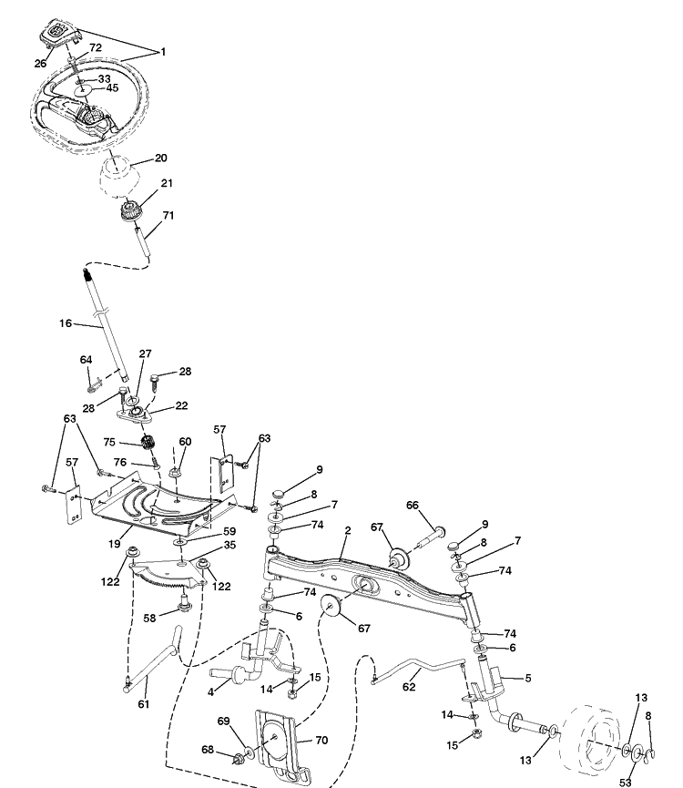 Steering Diagram and Parts List for TS142 (96041043000)(2019-04) Husqvarna Lawn Tractor
