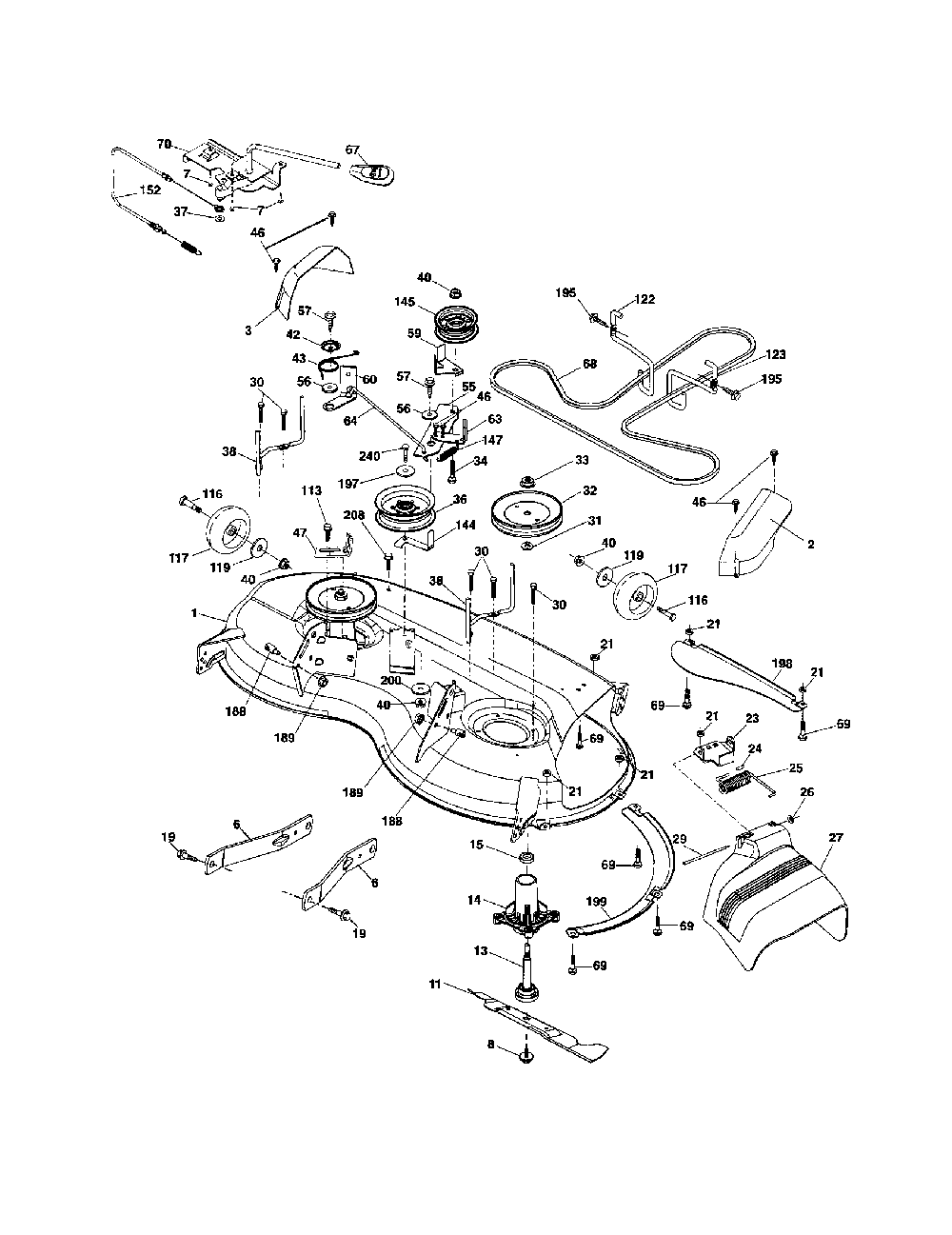 Mower deck Diagram and Parts List for YTH2246-917287542  Husqvarna Lawn Tractor