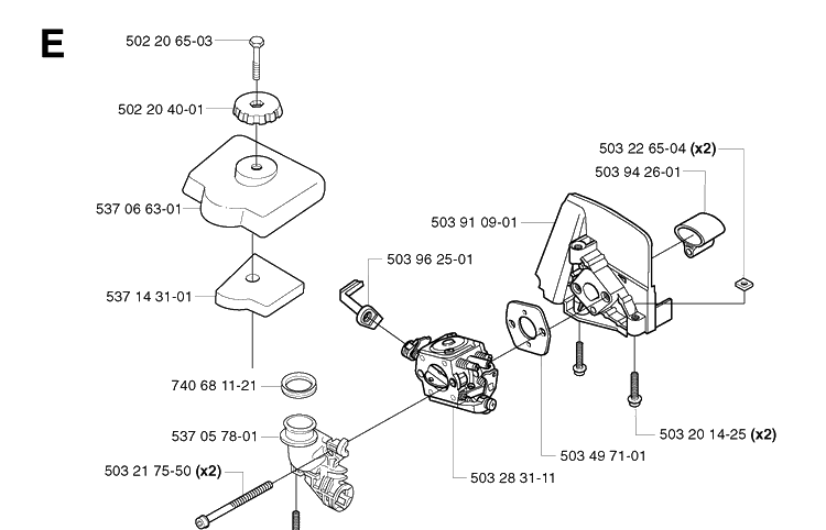Carburetor And Air Filter Diagram and Parts List for 326P 20021800001-20042300000 Husqvarna Pole Saw