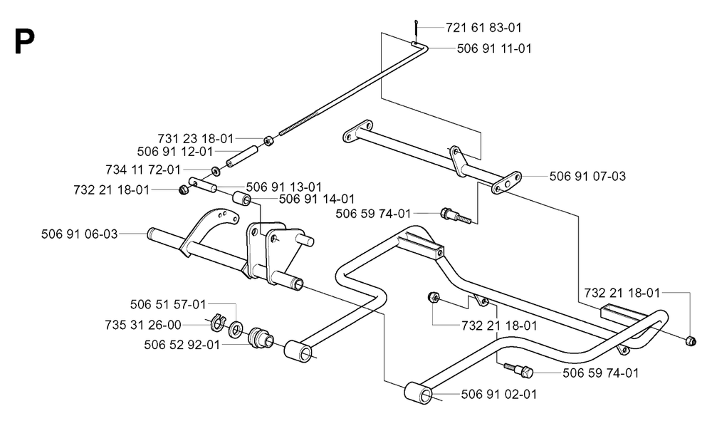 Frame Diagram and Parts List for R11 (953519401)(2004-01) Husqvarna Lawn Tractor