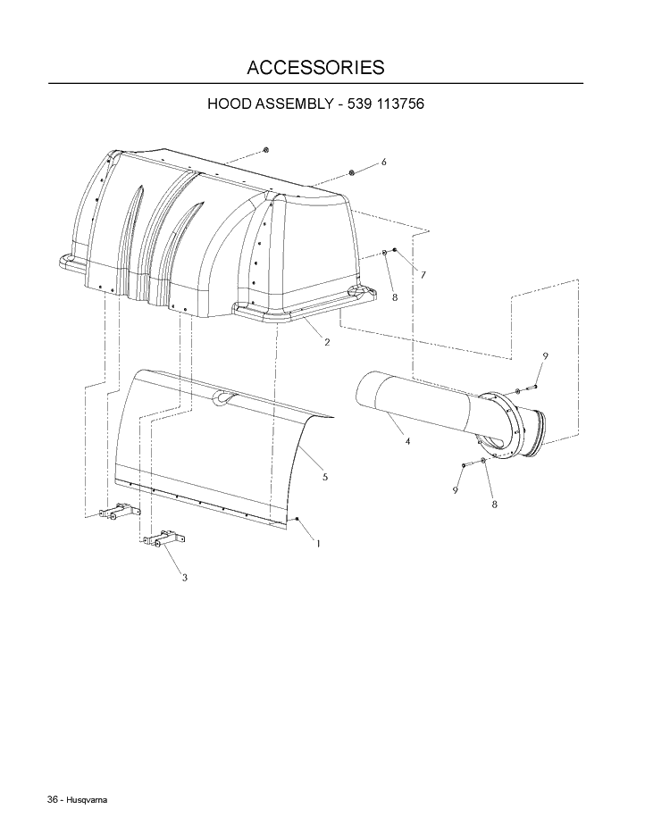 Accessories 4 Diagram and Parts List for LZF5227 (966956701)(2009-07) Husqvarna Lawn Mower