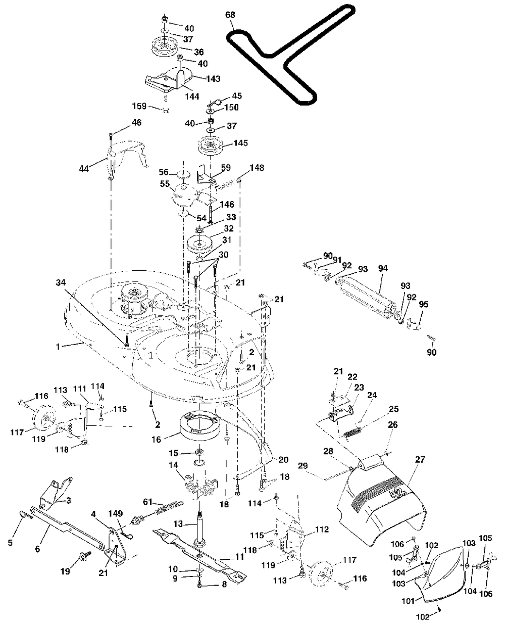 Mower Deck Diagram and Parts List for YTH1542 (954567048-C)(2001-04) Husqvarna Lawn Tractor