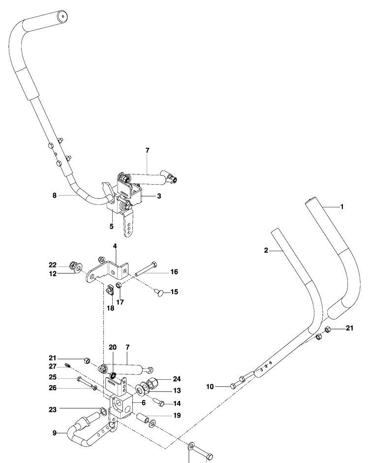 Steering Diagram and Parts List for RZ3016 (966042901)(2009-09) Husqvarna Lawn Mower